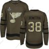 Sininens #38 Pavol Demitra Vihreä Salute to Service Stanley Cup Champions Ommeltu Jääkiekko Paita – Miesten