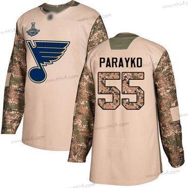 Sininens #55 Colton Parayko Maastokuvio Aito 2017 Veterans Day Stanley Cup Champions Ommeltu Jääkiekko Paita – Miesten