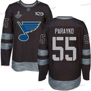 Sininens #55 Colton Parayko Musta 1917-2017 100th Vuosipäivä Stanley Cup Champions Ommeltu Jääkiekko Paita – Miesten