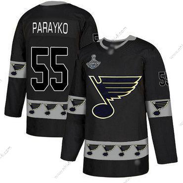 Sininens #55 Colton Parayko Musta Aito Maajoukkue Logo Stanley Cup Champions Ommeltu Jääkiekko Paita – Miesten