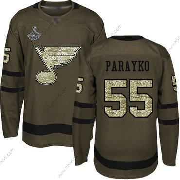 Sininens #55 Colton Parayko Vihreä Salute to Service Stanley Cup Champions Ommeltu Jääkiekko Paita – Miesten