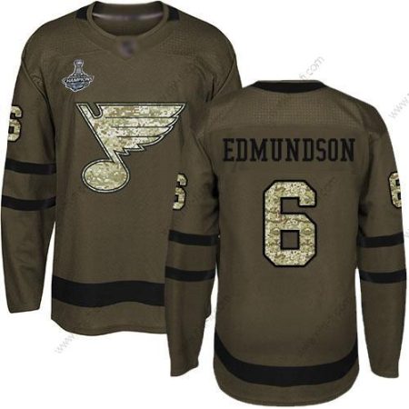 Sininens #6 Joel Edmundson Vihreä Salute to Service Stanley Cup Champions Ommeltu Jääkiekko Paita – Miesten