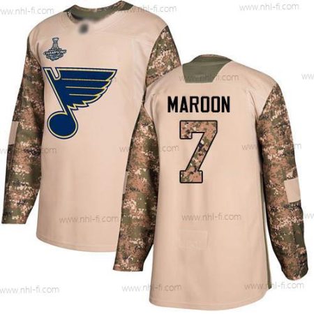 Sininens #7 Patrick Maroon Maastokuvio Aito 2017 Veterans Day Stanley Cup Champions Ommeltu Jääkiekko Paita – Miesten