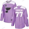 Sininens #77 Pierre Turgeon Violetti Aito Taistelee syöpää vastaan Stanley Cup Champions Ommeltu Jääkiekko Paita – Miesten