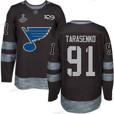 Sininens #91 Vladimir Tarasenko Musta 1917-2017 100th Vuosipäivä Stanley Cup Champions Ommeltu Jääkiekko Paita – Miesten