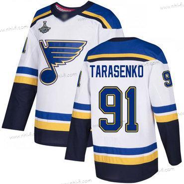 Sininens #91 Vladimir Tarasenko Valkoinen Road Aito Stanley Cup Champions Ommeltu Jääkiekko Paita – Miesten