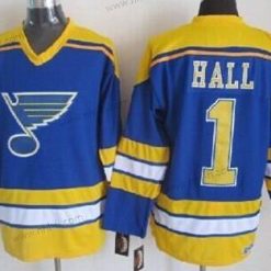 St. Louis Blues #1 Glenn Hall Sininen Retro CCM Paita – Miesten