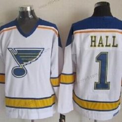 St. Louis Blues #1 Glenn Hall Valkoinen Retro CCM Paita – Miesten