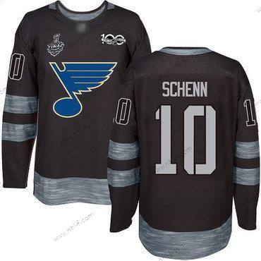 St. Louis Blues #10 Brayden Schenn Musta 1917-2017 100th Vuosipäivä 2019 Stanley Cup Final Bound Ommeltu Jääkiekko Paita – Miesten