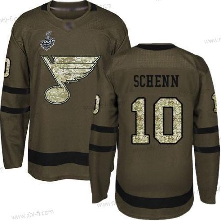 St. Louis Blues #10 Brayden Schenn Vihreä Salute to Service 2019 Stanley Cup Final Bound Ommeltu Jääkiekko Paita – Miesten