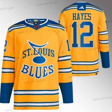 St. Louis Blues #12 Kevin Hayes Keltainen 2022-23 Käänteinen Retro Ommeltu Paita – Miesten