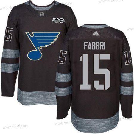 St. Louis Blues #15 Robby Fabbri Musta 1917-2017 100th Vuosipäivä Ommeltu NHL Paita – Miesten