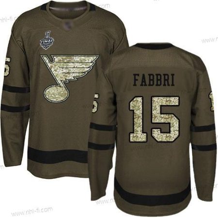 St. Louis Blues #15 Robby Fabbri Vihreä Salute to Service 2019 Stanley Cup Final Bound Ommeltu Jääkiekko Paita – Miesten