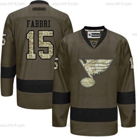 St. Louis Blues #15 Robby Fabbri Vihreä Salute to Service Ommeltu NHL Paita – Miesten