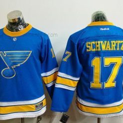 St. Louis Blues #17 Jaden Schwartz Sininen 2017 Talvi Klassinen Ommeltu NHL Paita – Nuoret