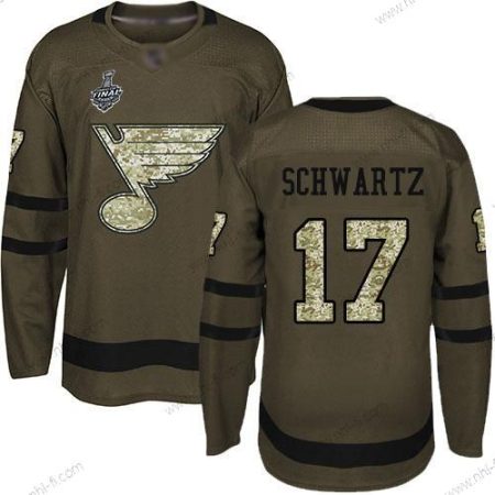 St. Louis Blues #17 Jaden Schwartz Vihreä Salute to Service 2019 Stanley Cup Final Bound Ommeltu Jääkiekko Paita – Miesten