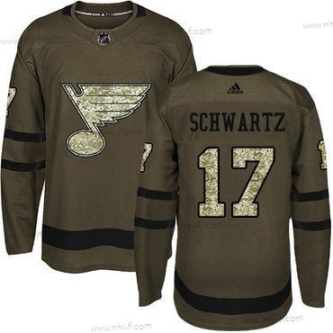 St. Louis Blues #17 Jaden Schwartz Vihreä Salute to Service Ommeltu NHL Paita – Nuoret