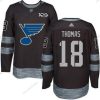 St. Louis Blues #18 Robert Thomas Musta 1917-2017 100th Vuosipäivä Ommeltu Jääkiekko Paita – Miesten