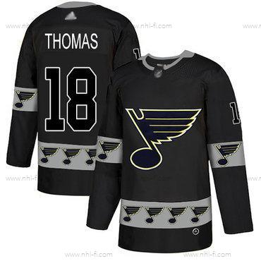 St. Louis Blues #18 Robert Thomas Musta Aito Maajoukkue Logo Ommeltu Jääkiekko Paita – Miesten