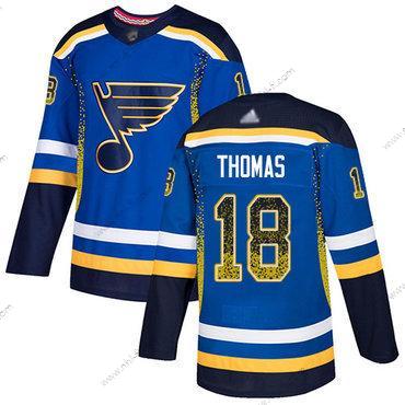 St. Louis Blues #18 Robert Thomas Sininen Kotiottelu Aito Ommeltu Jääkiekko Paita – Miesten