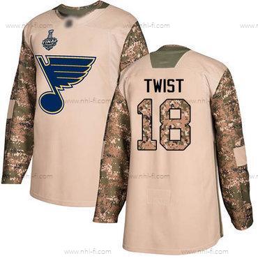 St. Louis Blues #18 Tony Twist Maastokuvio Aito 2017 Veterans Day 2019 Stanley Cup Final Bound Ommeltu Jääkiekko Paita – Miesten