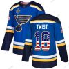 St. Louis Blues #18 Tony Twist Sininen Kotiottelu Aito USA Flag 2019 Stanley Cup Final Bound Ommeltu Jääkiekko Paita – Miesten