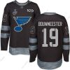 St. Louis Blues #19 Jay Bouwmeester Musta 1917-2017 100th Vuosipäivä 2019 Stanley Cup Final Bound Ommeltu Jääkiekko Paita – Miesten