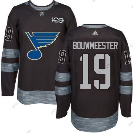 St. Louis Blues #19 Jay Bouwmeester Musta 1917-2017 100th Vuosipäivä Ommeltu NHL Paita – Miesten