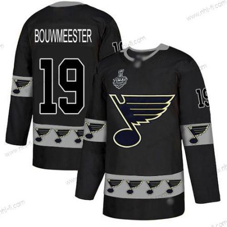 St. Louis Blues #19 Jay Bouwmeester Musta Aito Maajoukkue Logo 2019 Stanley Cup Final Bound Ommeltu Jääkiekko Paita – Miesten