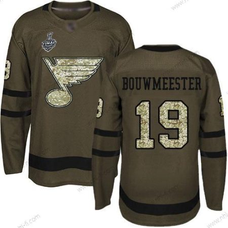 St. Louis Blues #19 Jay Bouwmeester Vihreä Salute to Service 2019 Stanley Cup Final Bound Ommeltu Jääkiekko Paita – Miesten