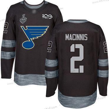 St. Louis Blues #2 Al Macinnis Musta 1917-2017 100th Vuosipäivä 2019 Stanley Cup Final Bound Ommeltu Jääkiekko Paita – Miesten