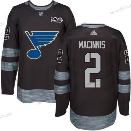 St. Louis Blues #2 Al Macinnis Musta 1917-2017 100th Vuosipäivä Ommeltu NHL Paita – Miesten