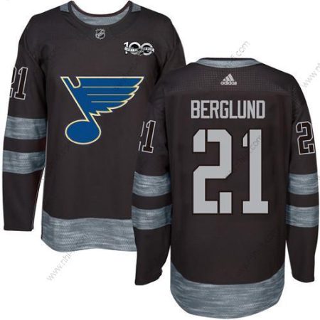 St. Louis Blues #21 Patrik Berglund Musta 1917-2017 100th Vuosipäivä Ommeltu NHL Paita – Miesten