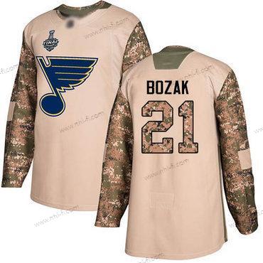 St. Louis Blues #21 Tyler Bozak Maastokuvio Aito 2017 Veterans Day 2019 Stanley Cup Final Bound Ommeltu Jääkiekko Paita – Miesten