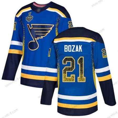 St. Louis Blues #21 Tyler Bozak Sininen Kotiottelu Aito 2019 Stanley Cup Final Bound Ommeltu Jääkiekko Paita Versio 2 – Miesten