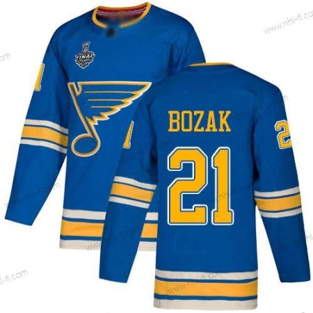 St. Louis Blues #21 Tyler Bozak Sininen Vaihtopaita Aito 2019 Stanley Cup Final Bound Ommeltu Jääkiekko Paita – Miesten