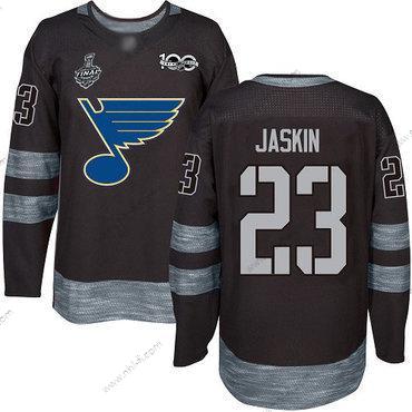 St. Louis Blues #23 Dmitrij Jaskin Musta 1917-2017 100th Vuosipäivä 2019 Stanley Cup Final Bound Ommeltu Jääkiekko Paita – Miesten