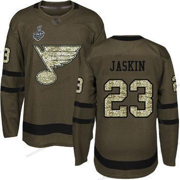 St. Louis Blues #23 Dmitrij Jaskin Vihreä Salute to Service 2019 Stanley Cup Final Bound Ommeltu Jääkiekko Paita – Miesten