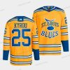 St. Louis Blues #25 Jordan Kyrou Keltainen 2022-23 Käänteinen Retro Ommeltu Paita – Miesten