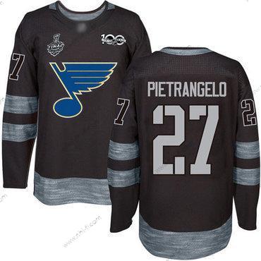 St. Louis Blues #27 Alex Pietrangelo Musta 1917-2017 100th Vuosipäivä 2019 Stanley Cup Final Bound Ommeltu Jääkiekko Paita – Miesten