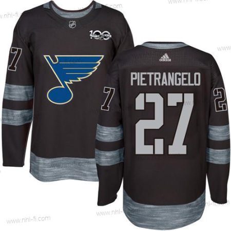 St. Louis Blues #27 Alex Pietrangelo Musta 1917-2017 100th Vuosipäivä Ommeltu NHL Paita – Miesten