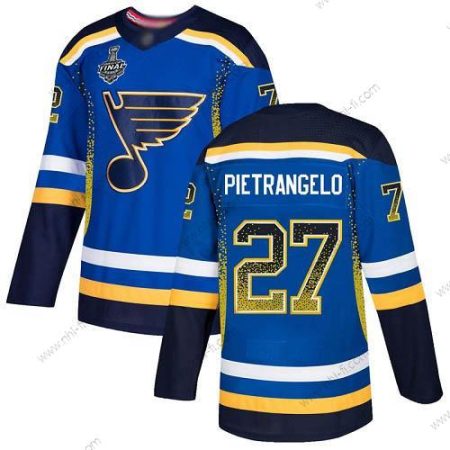 St. Louis Blues #27 Alex Pietrangelo Sininen Kotiottelu Aito 2019 Stanley Cup Final Bound Ommeltu Jääkiekko Paita Versio 2 – Miesten