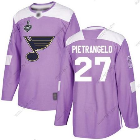 St. Louis Blues #27 Alex Pietrangelo Violetti Aito Taistelee syöpää vastaan 2019 Stanley Cup Final Bound Ommeltu Jääkiekko Paita – Miesten