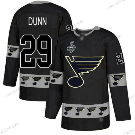 St. Louis Blues #29 Vince Dunn Musta Aito Maajoukkue Logo 2019 Stanley Cup Final Bound Ommeltu Jääkiekko Paita – Miesten