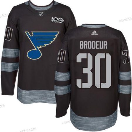 St. Louis Blues #30 Martin Brodeur Musta 1917-2017 100th Vuosipäivä Ommeltu NHL Paita – Miesten