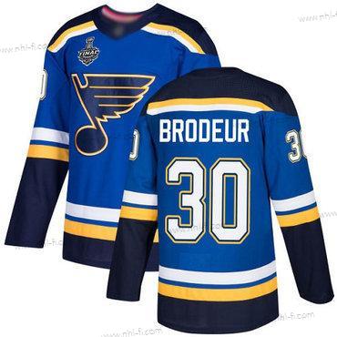 St. Louis Blues #30 Martin Brodeur Sininen Kotiottelu Aito 2019 Stanley Cup Final Bound Ommeltu Jääkiekko Paita – Miesten