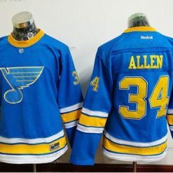 St. Louis Blues #34 Jake Allen Sininen 2017 Talvi Klassinen Ommeltu NHL Paita – Naisten