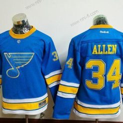 St. Louis Blues #34 Jake Allen Sininen 2017 Talvi Klassinen Ommeltu NHL Paita – Nuoret