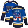 St. Louis Blues #34 Jake Allen Sininen Kotiottelu Aito USA Flag Ommeltu NHL Paita – Nuoret