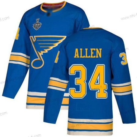 St. Louis Blues #34 Jake Allen Sininen Vaihtopaita Aito 2019 Stanley Cup Final Bound Ommeltu Jääkiekko Paita – Miesten